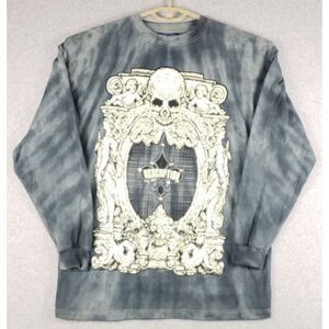 Metal Jeans Clothing Company‎ Mens Long Sleeve Skull Skeleton T-Shirt XL Gray
